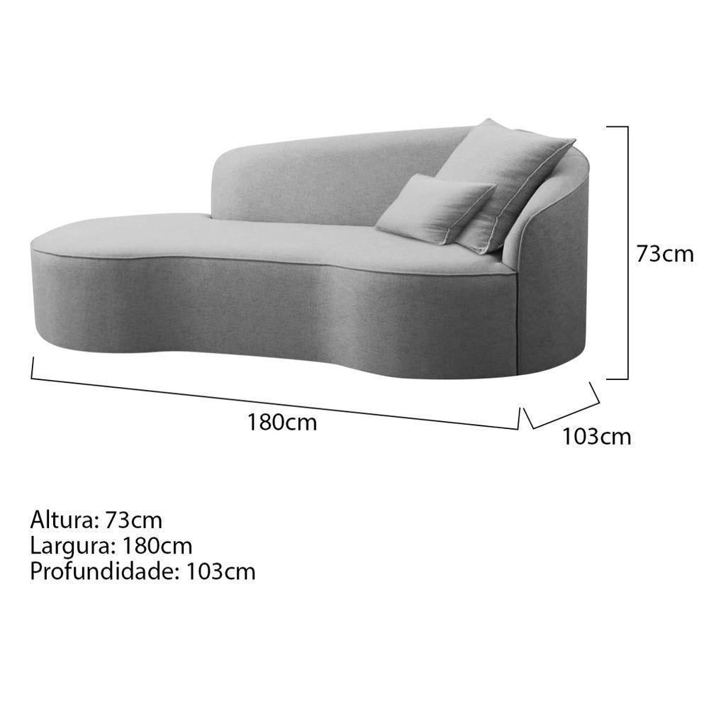 Divã Recamier Curvo Sala De Estar Recepção Inglaterra 180cm Lado Esquerdo Linho Adj Decor Cinza - 5