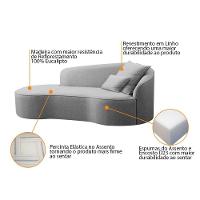 Divã Recamier Curvo Sala De Estar Recepção Inglaterra 180cm Lado Esquerdo Linho Adj Decor Cinza - 7