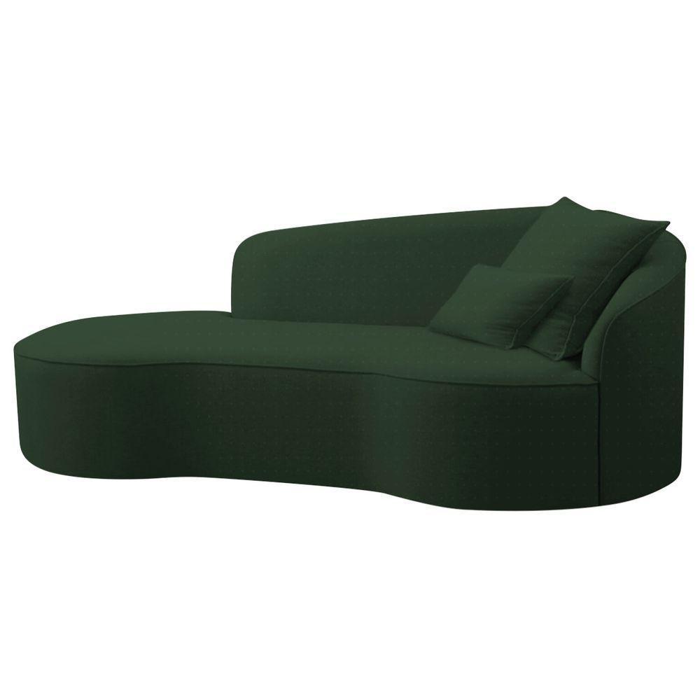 Divã Recamier Curvo Sala De Estar Recepção Inglaterra 150cm Lado Esquerdo Linho Adj Decor Verde - 1