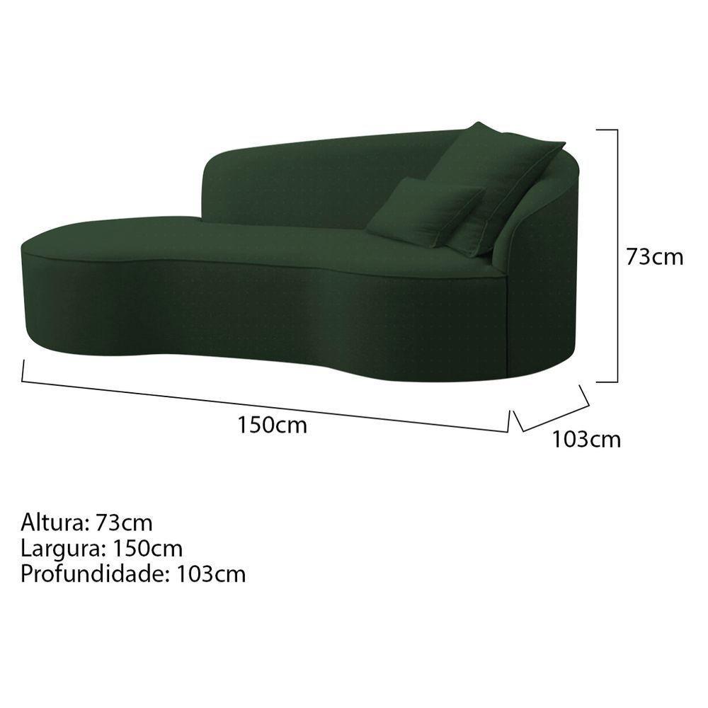 Divã Recamier Curvo Sala De Estar Recepção Inglaterra 150cm Lado Esquerdo Linho Adj Decor Verde - 5