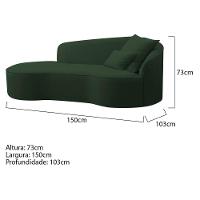 Divã Recamier Curvo Sala De Estar Recepção Inglaterra 150cm Lado Esquerdo Linho Adj Decor Verde - 5