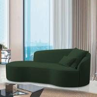Divã Recamier Curvo Sala De Estar Recepção Inglaterra 150cm Lado Esquerdo Linho Adj Decor Verde - 6