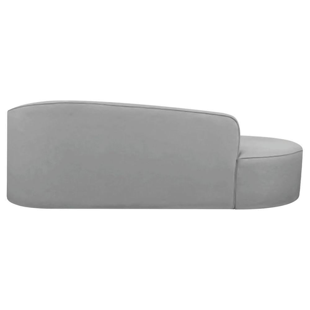 Divã Recamier Curvo Sala De Estar Recepção Inglaterra 200cm Lado Esquerdo Linho Adj Decor Cinza - 2