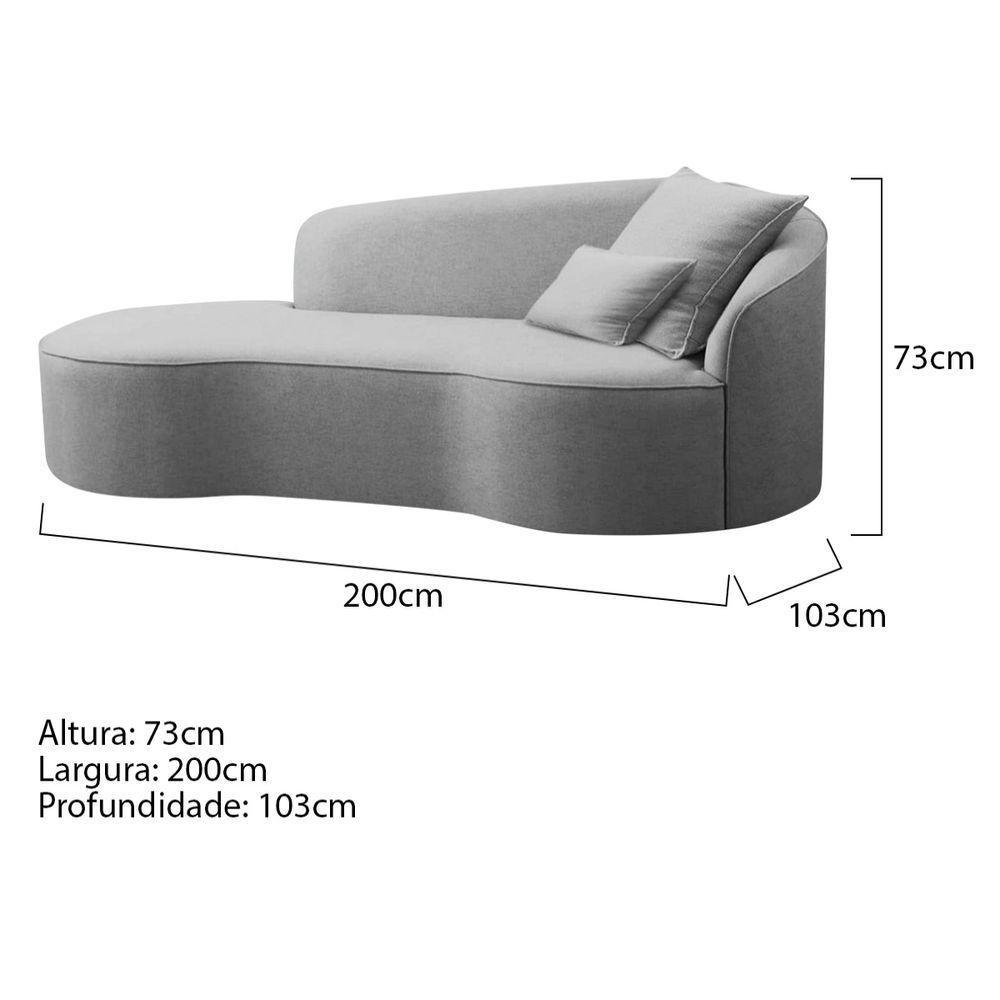 Divã Recamier Curvo Sala De Estar Recepção Inglaterra 200cm Lado Esquerdo Linho Adj Decor Cinza - 5