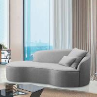 Divã Recamier Curvo Sala De Estar Recepção Inglaterra 200cm Lado Esquerdo Linho Adj Decor Cinza - 6