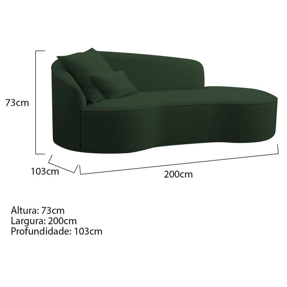 Divã Recamier Curvo Sala De Estar Recepção Inglaterra 200cm Lado Direito Linho Adj Decor Verde - 5