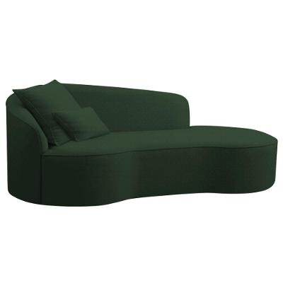 Divã Recamier Curvo Sala De Estar Recepção Inglaterra 200cm Lado Direito Linho Adj Decor Verde
