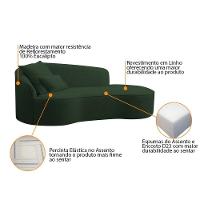 Divã Recamier Curvo Sala De Estar Recepção Inglaterra 200cm Lado Direito Linho Adj Decor Verde - 7