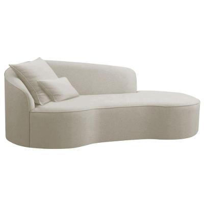 Divã Recamier Curvo Sala De Estar Recepção Inglaterra 180cm Lado Direito Linho Adj Decor Bege