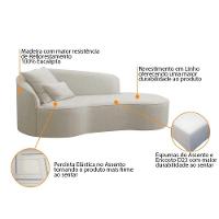 Divã Recamier Curvo Sala De Estar Recepção Inglaterra 180cm Lado Direito Linho Adj Decor Bege - 7