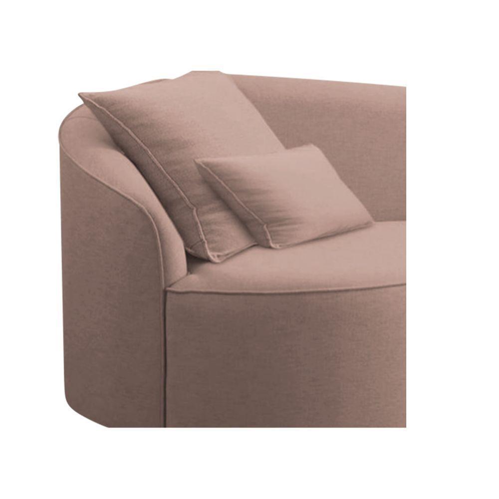 Divã Recamier Curvo Sala De Estar Recepção Inglaterra 200cm Lado Direito Linho Adj Decor Rosê - 4