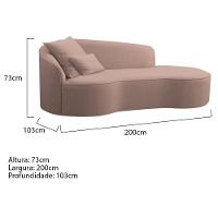 Divã Recamier Curvo Sala De Estar Recepção Inglaterra 200cm Lado Direito Linho Adj Decor Rosê - 5