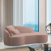 Divã Recamier Curvo Sala De Estar Recepção Inglaterra 200cm Lado Direito Linho Adj Decor Rosê - 6