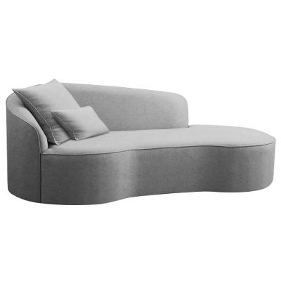 Divã Recamier Curvo Sala De Estar Recepção Inglaterra 200cm Lado Direito Linho Adj Decor Cinza