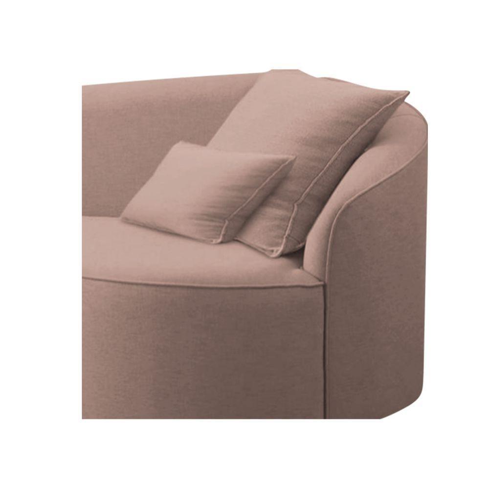 Divã Recamier Curvo Sala De Estar Recepção Inglaterra 180cm Lado Esquerdo Linho Adj Decor Rosê - 4