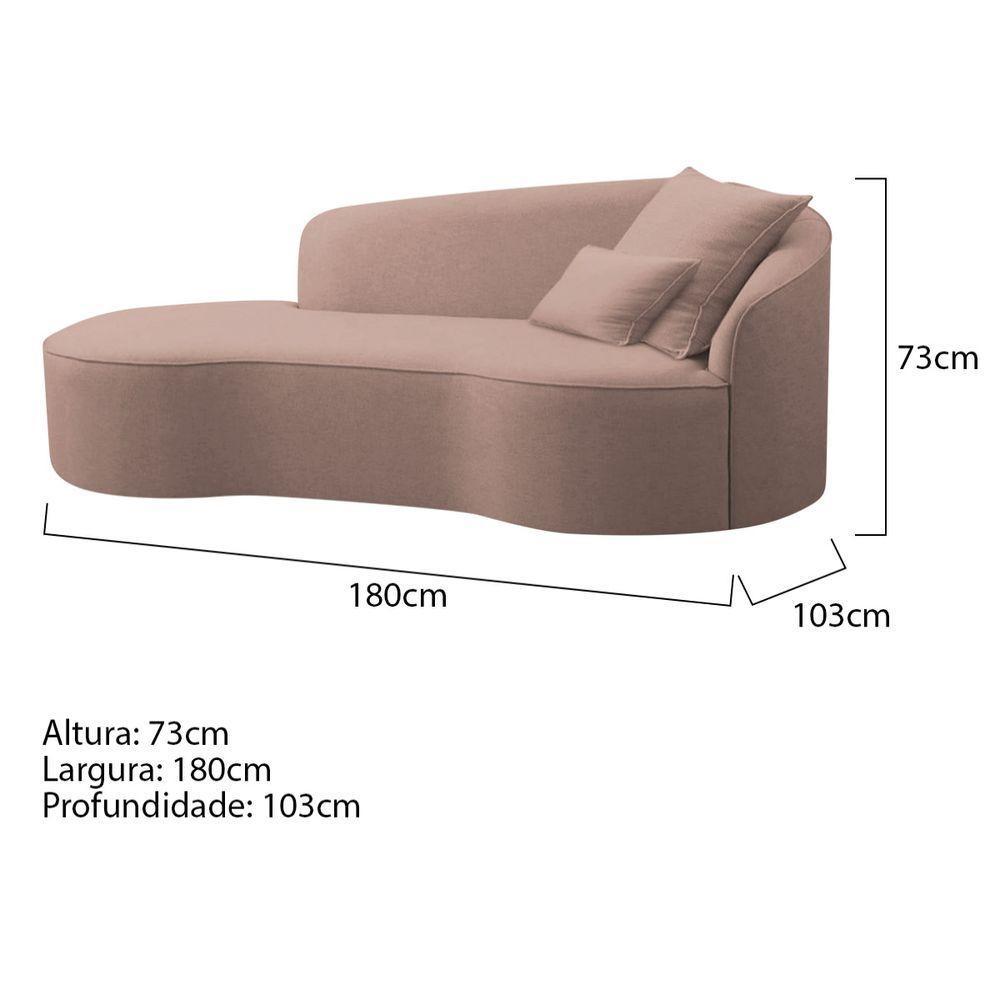 Divã Recamier Curvo Sala De Estar Recepção Inglaterra 180cm Lado Esquerdo Linho Adj Decor Rosê - 5