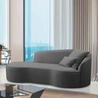 Divã Recamier Curvo Sala De Estar Recepção Inglaterra 200cm Lado Esquerdo Linho Adj Decor Cinza - 6