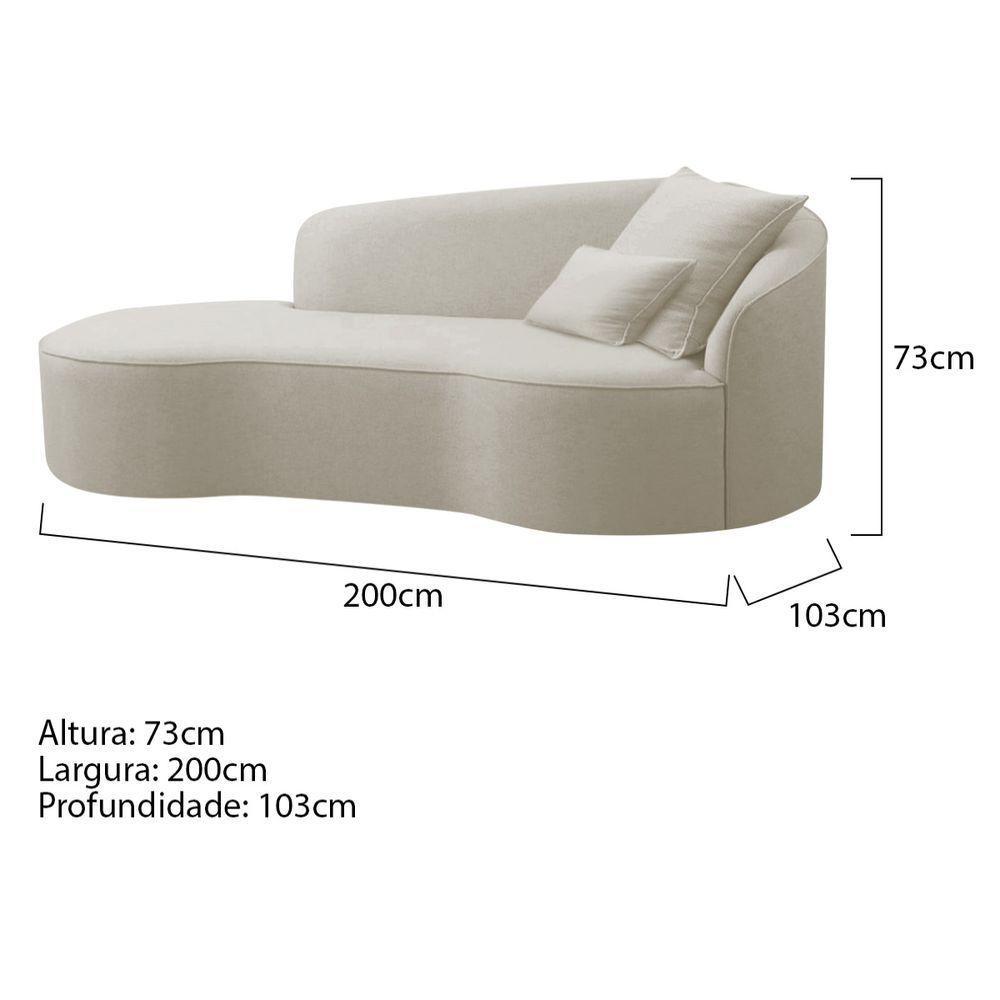 Divã Recamier Curvo Sala De Estar Recepção Inglaterra 200cm Lado Esquerdo Linho Adj Decor Bege - 5