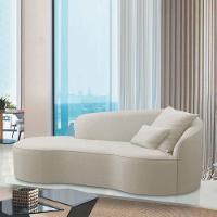 Divã Recamier Curvo Sala De Estar Recepção Inglaterra 200cm Lado Esquerdo Linho Adj Decor Bege - 6