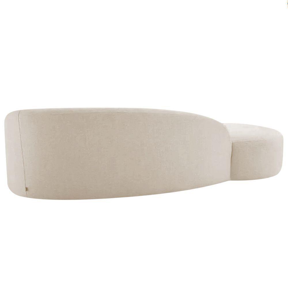 Divã Recamier Orgânico França 180cm Lado Esquerdo Linho Adj Decor Bege - 4