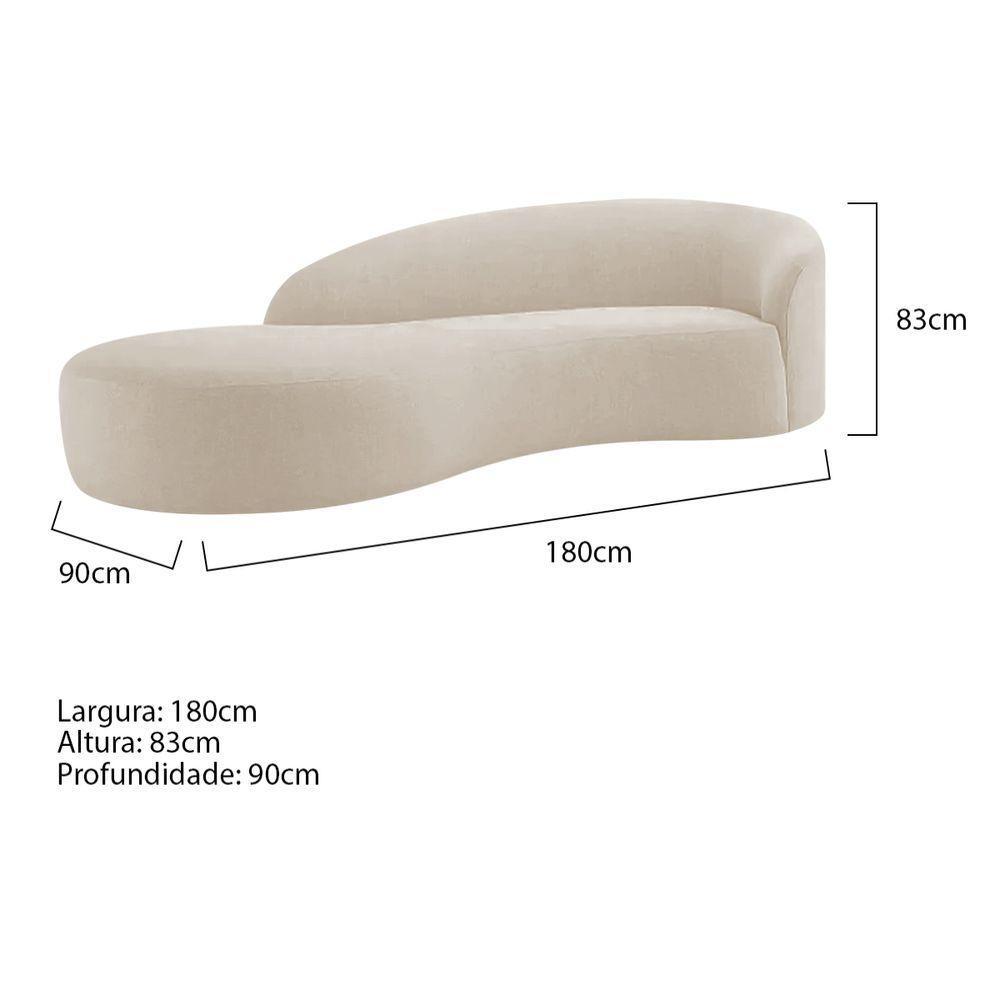 Divã Recamier Orgânico França 180cm Lado Esquerdo Linho Adj Decor Bege - 7