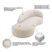 Divã Recamier Orgânico França 180cm Lado Esquerdo Linho Adj Decor Bege - 6