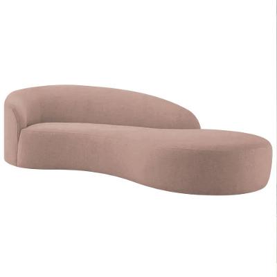 Divã Recamier Orgânico França 160cm Lado Direito Linho Adj Decor Rosê