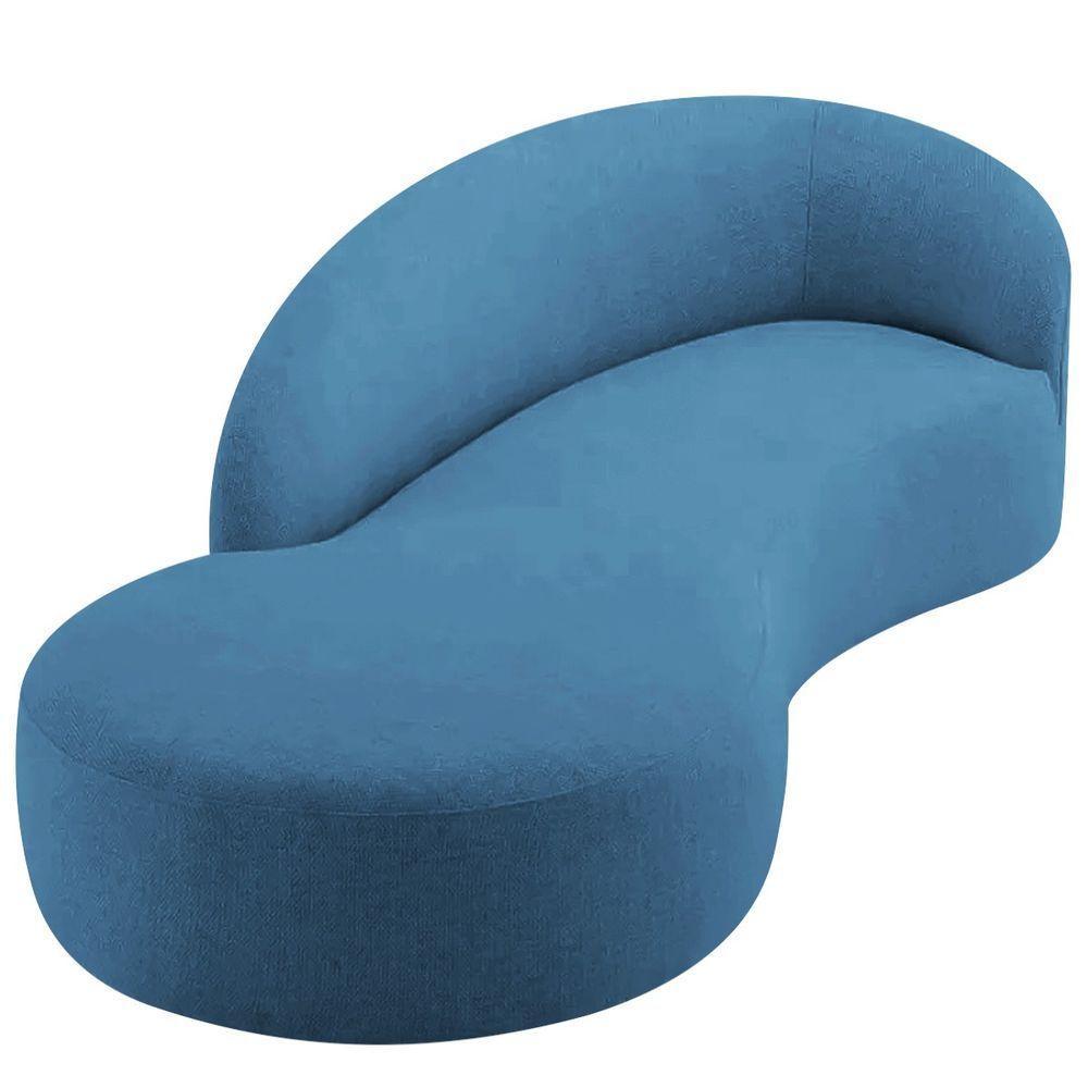 Divã Recamier Orgânico França 180cm Lado Esquerdo Linho Adj Decor Azul Royal - 2