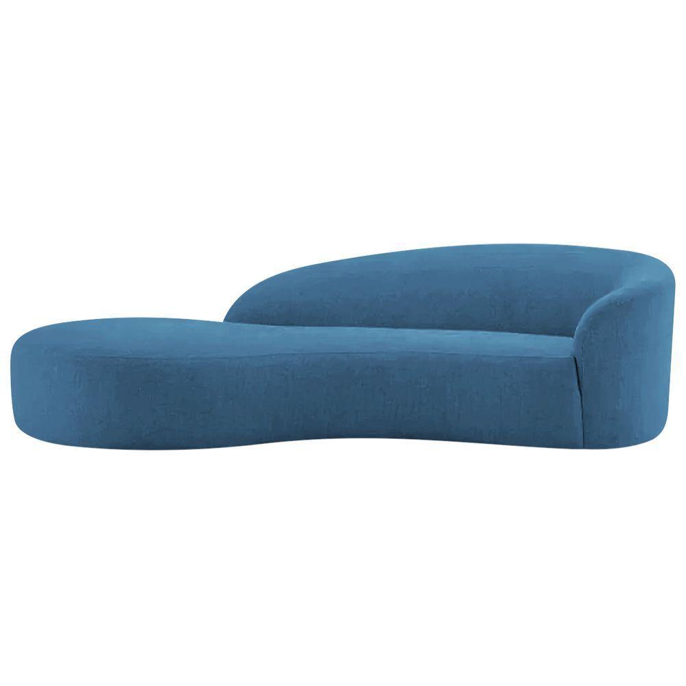 Divã Recamier Orgânico França 180cm Lado Esquerdo Linho Adj Decor Azul Royal - 3