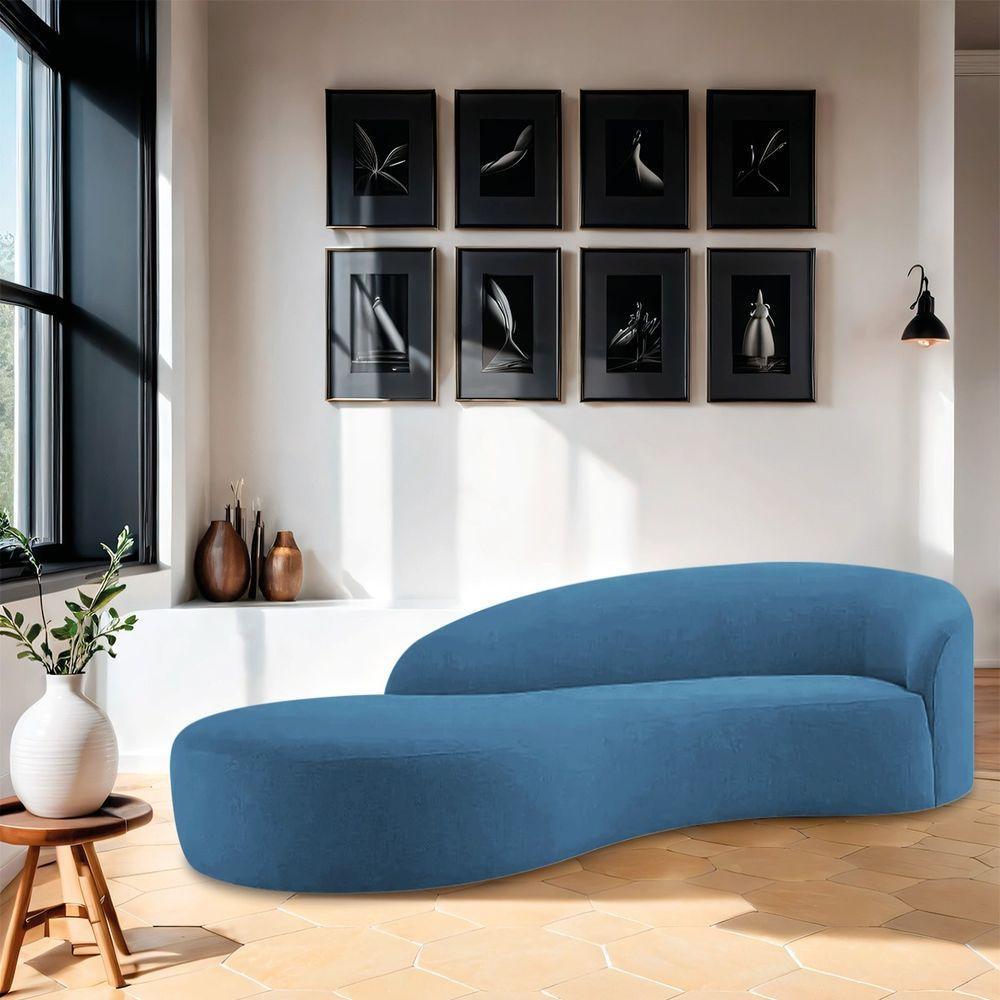 Divã Recamier Orgânico França 180cm Lado Esquerdo Linho Adj Decor Azul Royal - 8