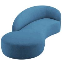 Divã Recamier Orgânico França 180cm Lado Esquerdo Linho Adj Decor Azul Royal - 2