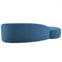 Divã Recamier Orgânico França 180cm Lado Esquerdo Linho Adj Decor Azul Royal