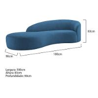 Divã Recamier Orgânico França 180cm Lado Esquerdo Linho Adj Decor Azul Royal - 7