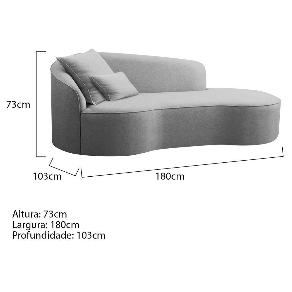 Divã Recamier Curvo Sala De Estar Recepção Inglaterra 180cm Lado Direito Linho Adj Decor Cinza - 5