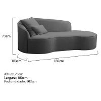 Divã Recamier Curvo Sala De Estar Recepção Inglaterra 180cm Lado Direito Linho Adj Decor Cinza - 5