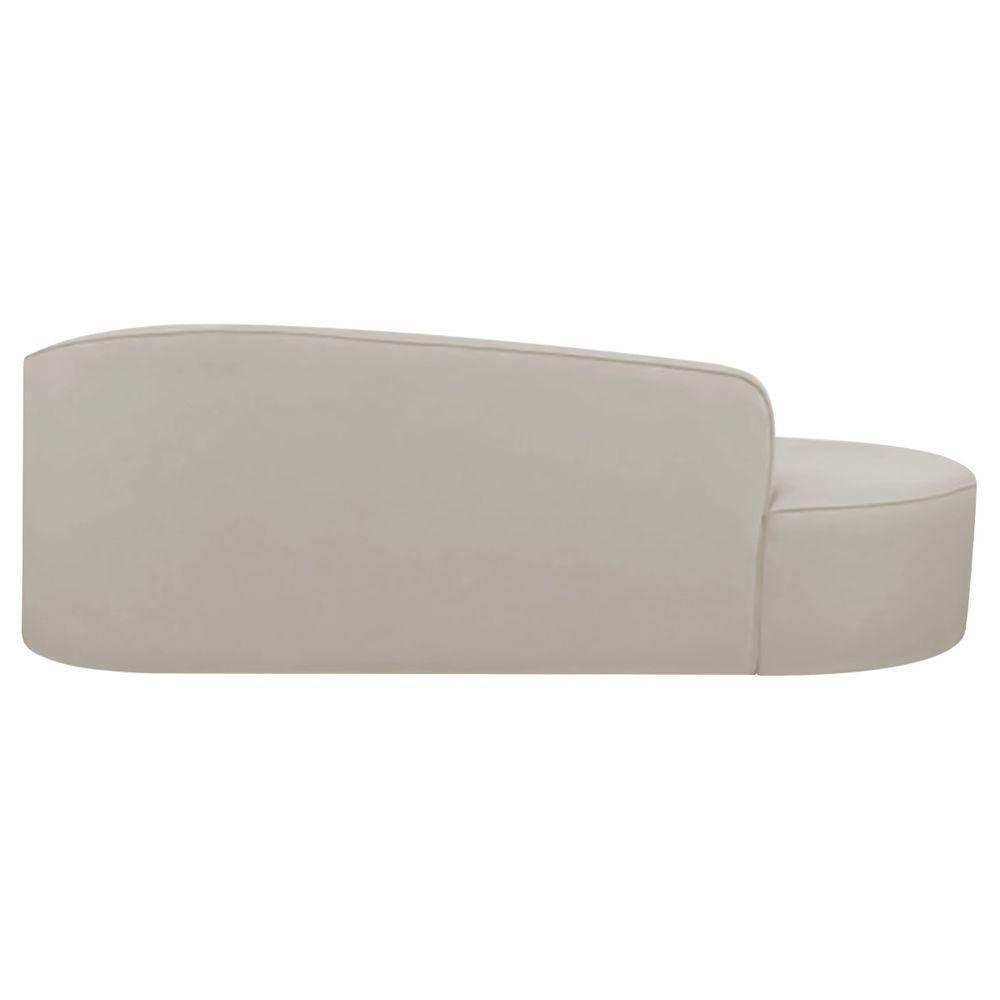 Divã Recamier Curvo Sala De Estar Recepção Inglaterra 150cm Lado Esquerdo Linho Adj Decor Bege - 2