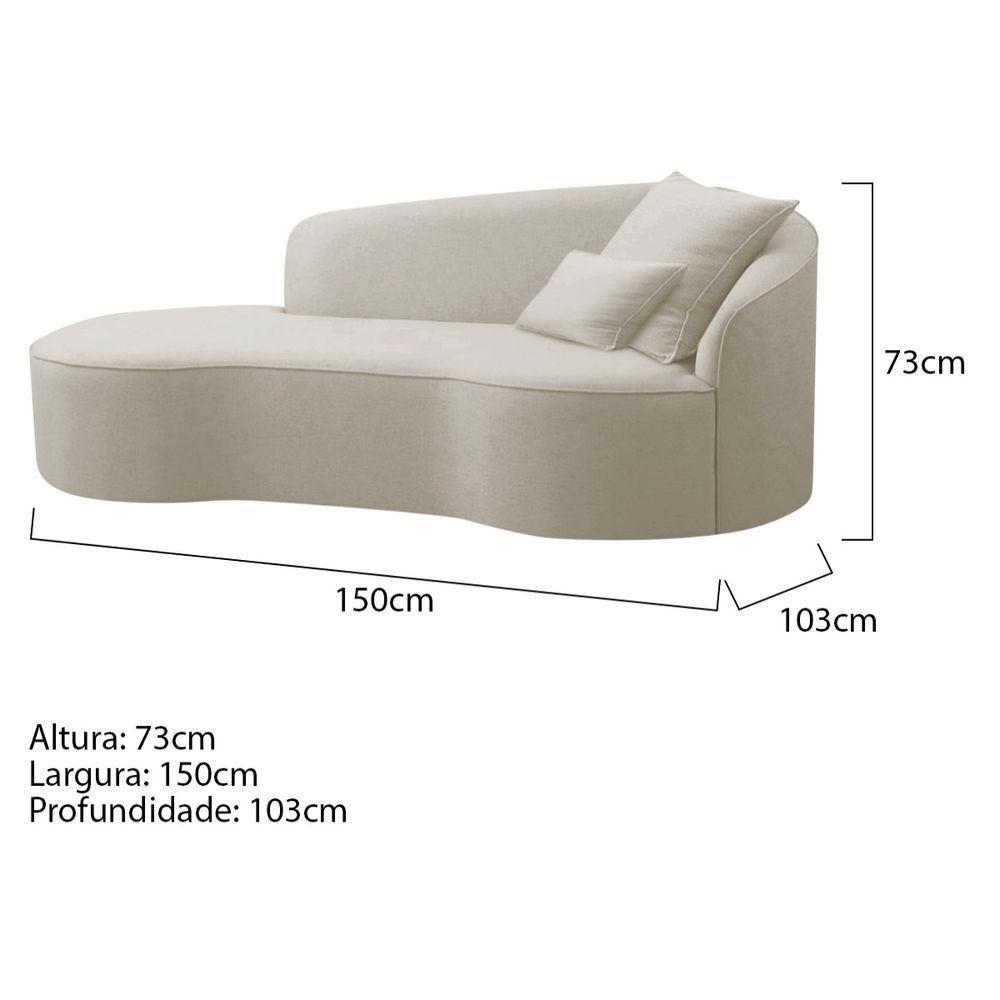 Divã Recamier Curvo Sala De Estar Recepção Inglaterra 150cm Lado Esquerdo Linho Adj Decor Bege - 5
