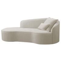 Divã Recamier Curvo Sala De Estar Recepção Inglaterra 150cm Lado Esquerdo Linho Adj Decor Bege - 1