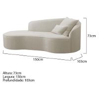 Divã Recamier Curvo Sala De Estar Recepção Inglaterra 150cm Lado Esquerdo Linho Adj Decor Bege - 5