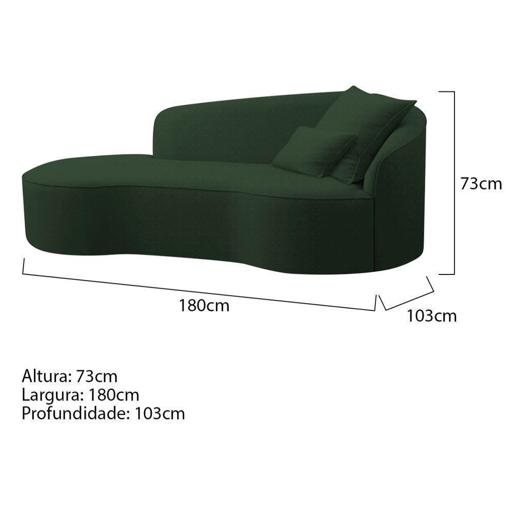 Divã Recamier Curvo Sala De Estar Recepção Inglaterra 180cm Lado Esquerdo Linho Adj Decor Verde - 5