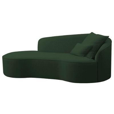 Divã Recamier Curvo Sala De Estar Recepção Inglaterra 180cm Lado Esquerdo Linho Adj Decor Verde