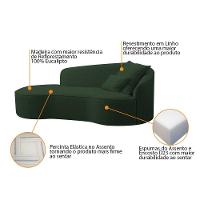 Divã Recamier Curvo Sala De Estar Recepção Inglaterra 180cm Lado Esquerdo Linho Adj Decor Verde - 7