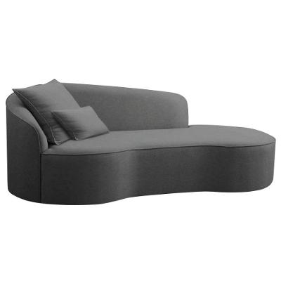 Divã Recamier Curvo Sala De Estar Recepção Inglaterra 200cm Lado Direito Linho Adj Decor Cinza