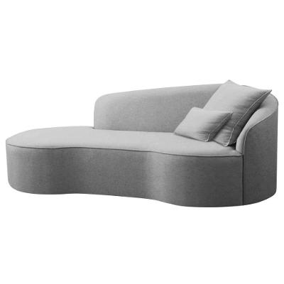 Divã Recamier Curvo Sala De Estar Recepção Inglaterra 150cm Lado Esquerdo Linho Adj Decor Cinza