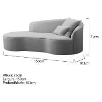 Divã Recamier Curvo Sala De Estar Recepção Inglaterra 150cm Lado Esquerdo Linho Adj Decor Cinza - 5