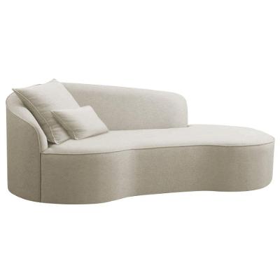 Divã Recamier Curvo Sala De Estar Recepção Inglaterra 180cm Lado Direito Bouclé Adj Decor Bege