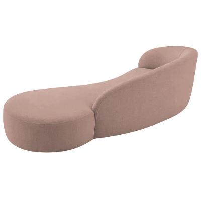 Divã Recamier Orgânico França 140cm Lado Direito Linho Adj Decor Rosê