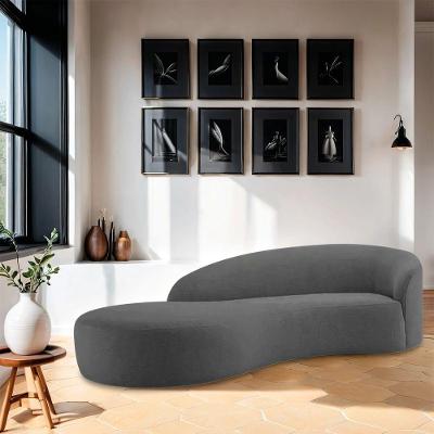 Divã Recamier Orgânico França 200cm Lado Esquerdo Linho Adj Decor Cinza