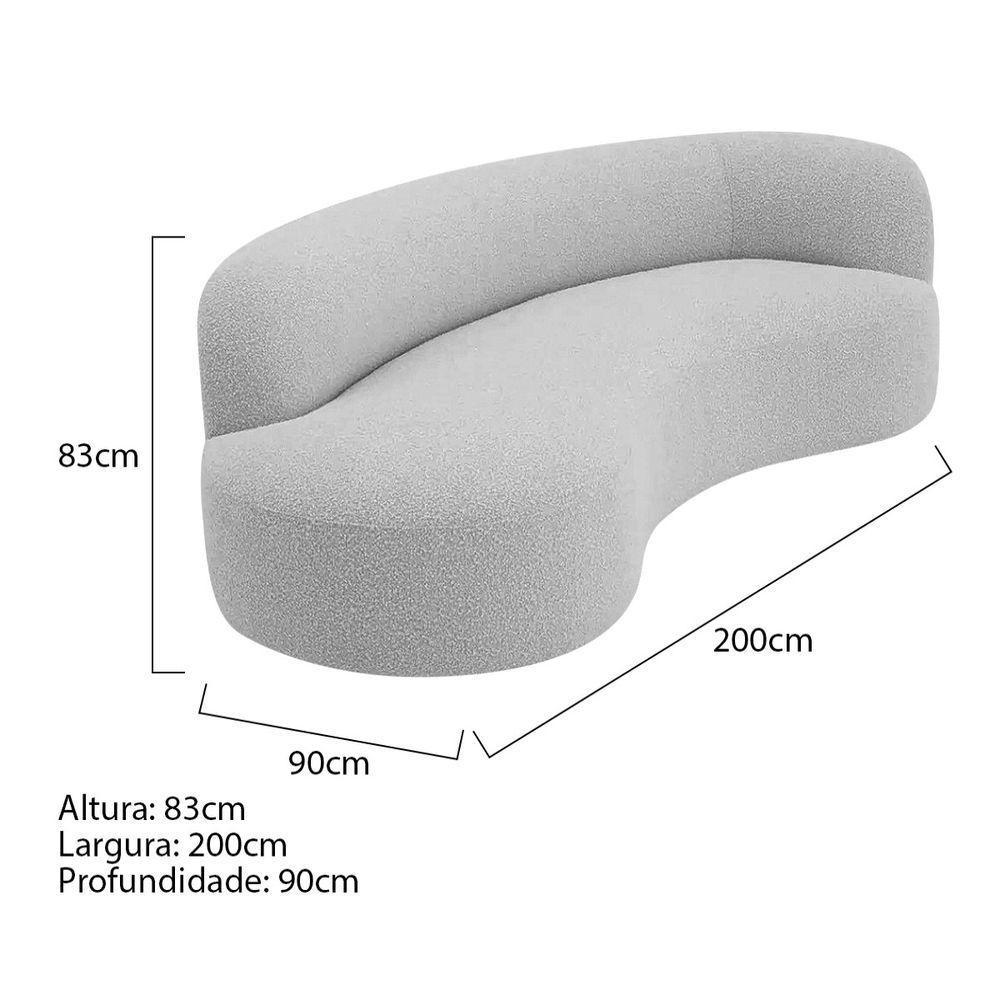 Divã Recamier Orgânico Tokyo 200cm Lado Esquerdo Linho Cinza - 6