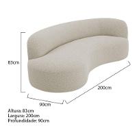 Divã Recamier Orgânico Tokyo 200cm Lado Esquerdo Linho Bege - 6